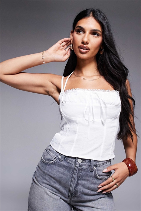 Топ Trynia с завязками на шее, вырезом и кружевной отделкой артикул 141415128