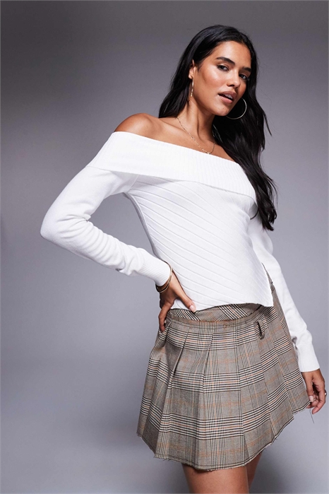 Топ Brisa из ребристого трикотажа с открытыми плечами, длинными рукавами и асимметричным подолом артикул 141859131