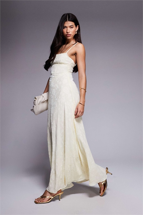 Макси-платье с корсетными элементами и бретелями артикул 141415150