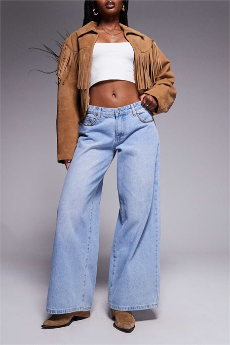 Джинсы Pearlisle с низкой посадкой, швами-шпильками и широкими брючинами свободного кроя артикул 140137324