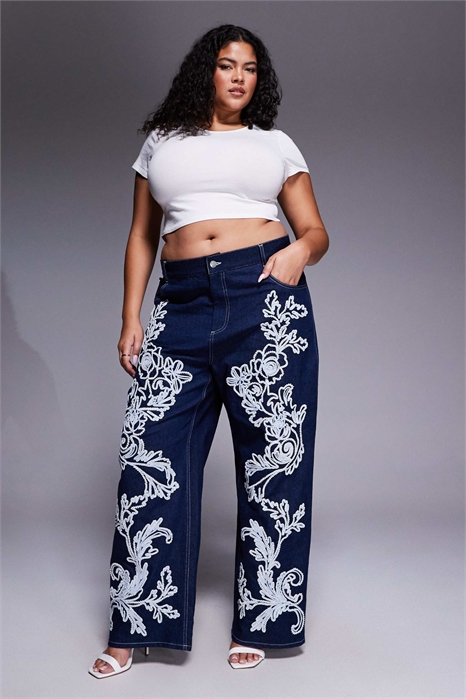 Джинсы Dream Cornelli с прямыми брючинами и декоративными изгибами артикул 144211544