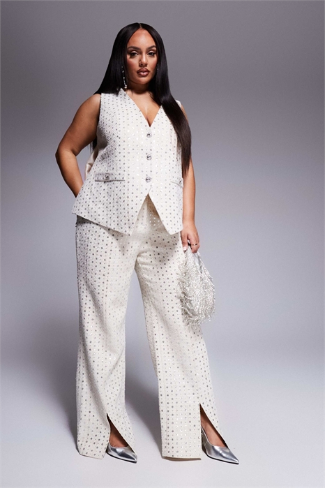 Брюки из букле с декоративными изгибами co-ord артикул 139624245