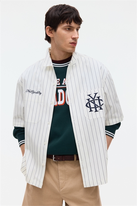 Рубашка с вышитым узором и прямым кроем артикул 1329535002