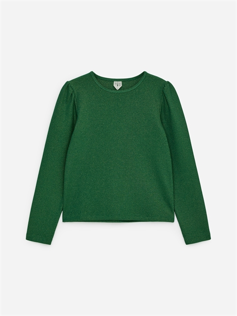 Блестящий топ с пышными рукавами артикул 1311382001