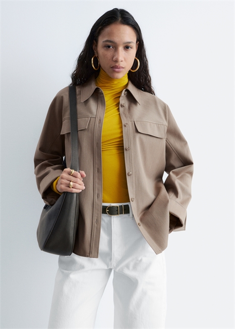 Структурированная рубашка из шерсти и хлопка артикул 1320391001