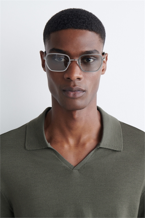 Солнцезащитные очки с проволочной оправой прямоугольной формы артикул 1312236001