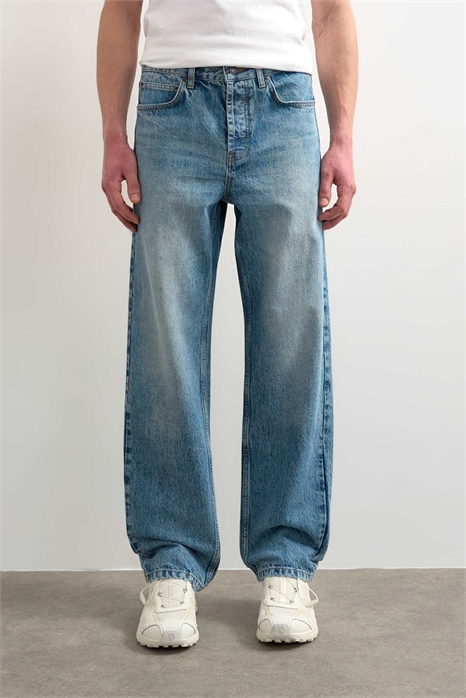 Джинсы прямого кроя с круглым дизайном артикул 154333350