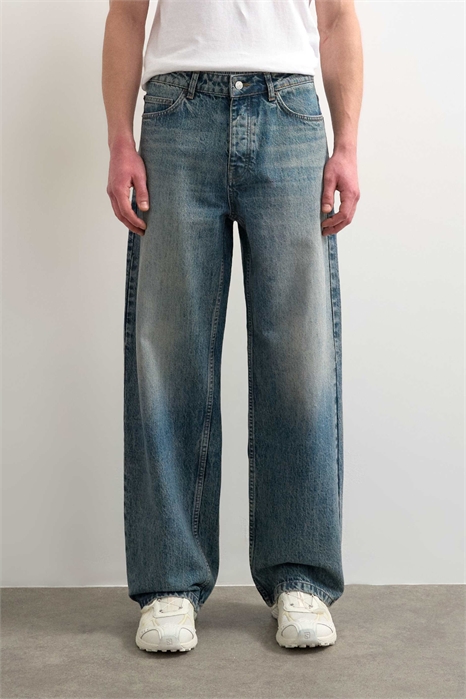 Джинсы свободного кроя с круглым дизайном артикул 154332920