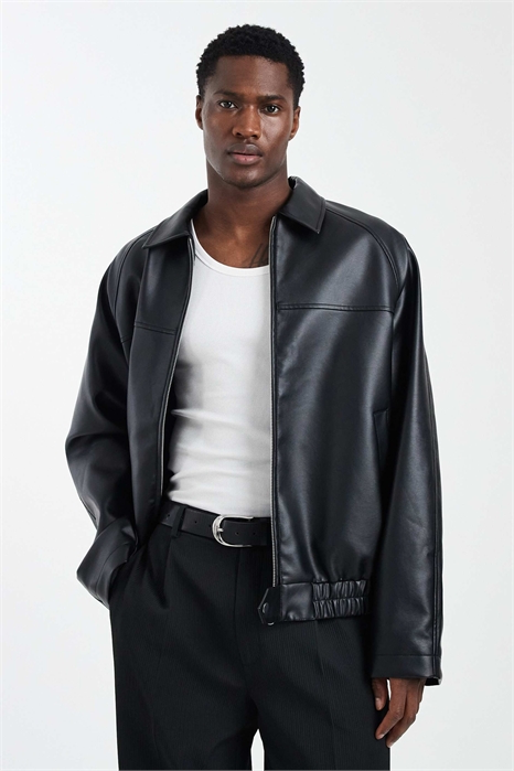 Куртка из искусственной кожи свободного кроя артикул 153749403