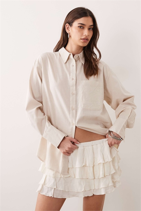 Рубашка свободного кроя из льна артикул 152234031