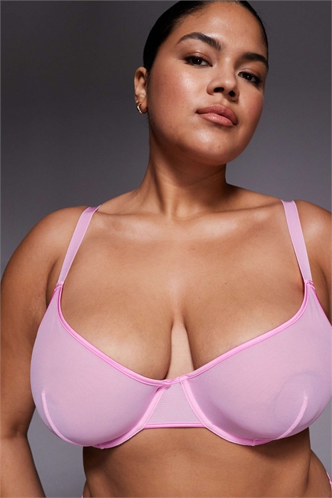 Бюстгальтер ASOS DESIGN Curve Lennox из прозрачной сетки с косточками и атласной окантовкой артикул 150497049