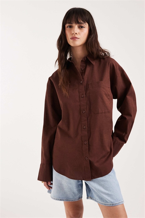 Рубашка свободного кроя из льна артикул 152627457