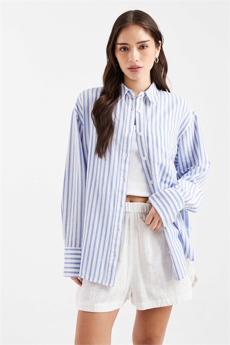 Рубашка свободного кроя из льна артикул 152627642