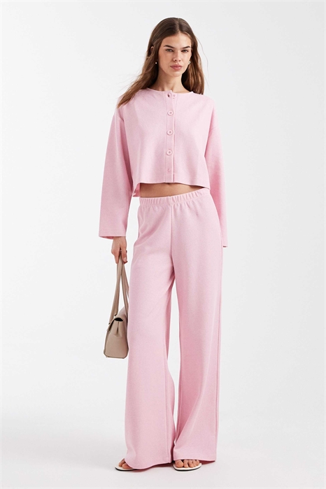 Мягкий кардиган с ребристой текстурой в розовом цвете артикул 155831886