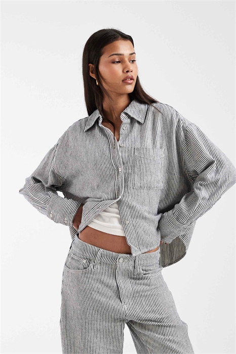 Рубашка из смешанного льна в полоску co-ord артикул 155647574