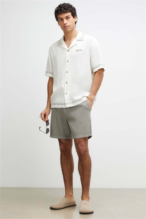 Шорты свободного кроя из смесовой ткани с льном, надеваемые через голову артикул 156194631