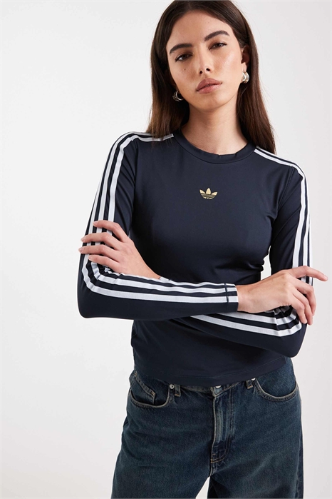 Футболка с длинным рукавом и тремя полосками артикул 155778033