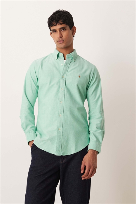 Рубашка с длинным рукавом из хлопка оксфорд с логотипом в виде значка артикул 154032127