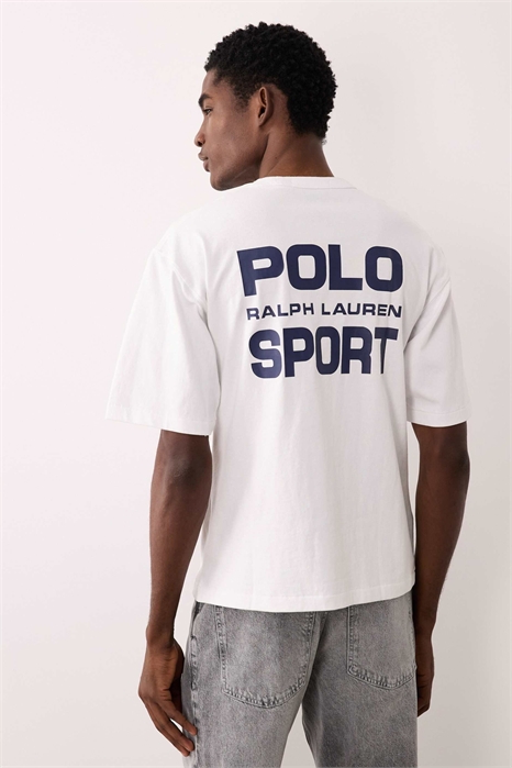 Спортивная футболка свободного кроя из плотной ткани с принтом на спине артикул 154008437