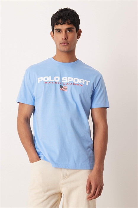 Футболка классического кроя с логотипом в виде спортивного флага на груди артикул 154008451