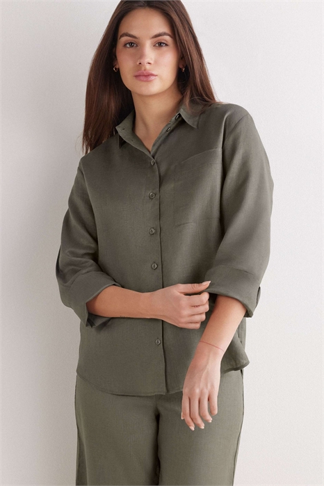 Рубашка из чистого льна с полотняным переплетением артикул 154060047