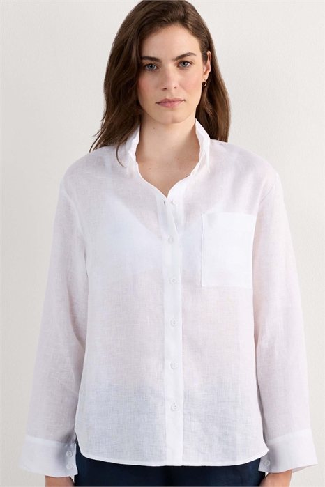 Рубашка из чистого льна с полотняным переплетением артикул 154060212