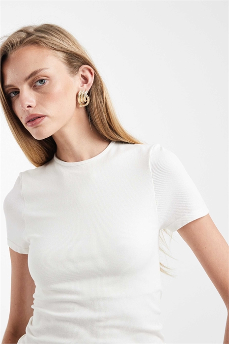 Футболка без бретелек с круглым вырезом, бесшовная, из ребристой ткани, с эффектом усадки артикул 153919476