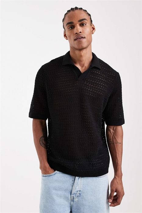 Поло с открытой вязаной горловиной артикул 155395369