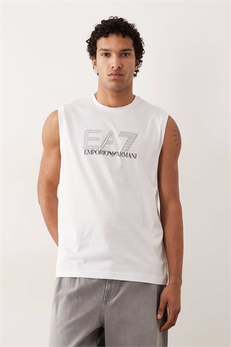 Майка-безрукавка Armani EA7 с принтом в виде поезда, свободный крой артикул 153989287