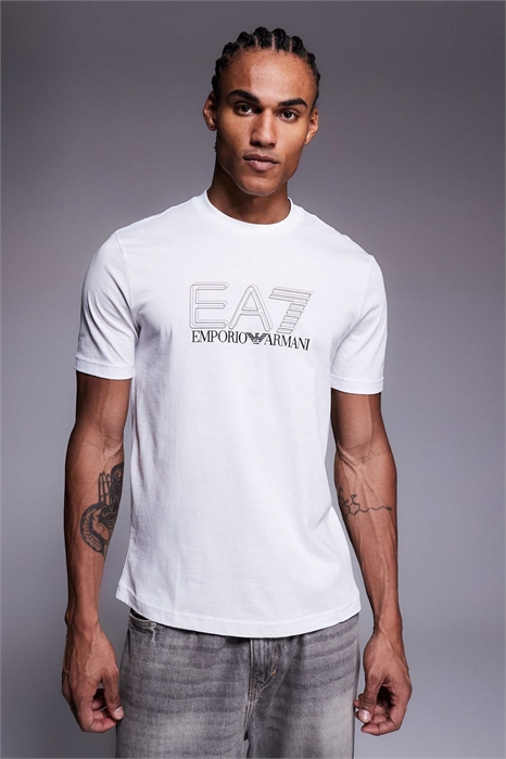 Футболка с круглым вырезом и логотипом Armani EA7 артикул 153989278