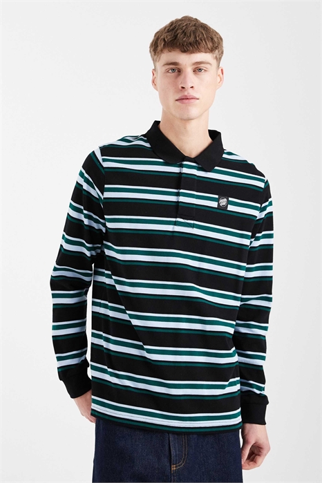 Поло с длинным рукавом и пуговицами, с полоской из керамики артикул 153407153