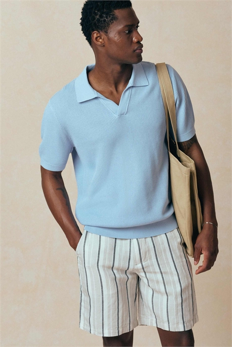 Свитер с воротником-ревер и короткими рукавами из 100% хлопка артикул 155216271