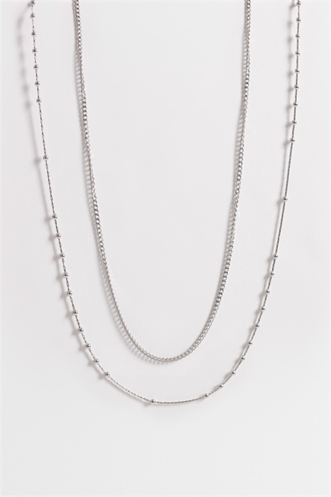 Набор из двух ожерелий из нержавеющей стали с шариками и цепочкой артикул 155536290