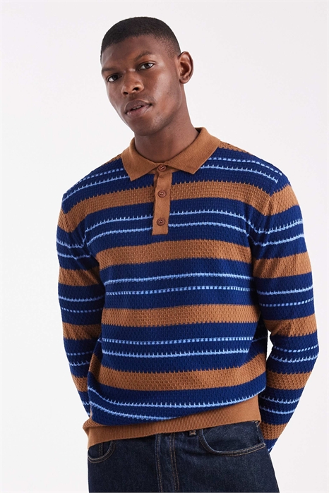 Полурубашка из трикотажа в полоску свободного кроя артикул 151699952