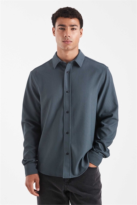 Рубашка с ребристым воротником и прямым кроем артикул 150265701
