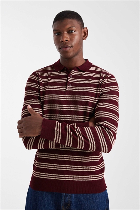 Трикотажная рубашка-поло с длинными рукавами в полоску артикул 151516961