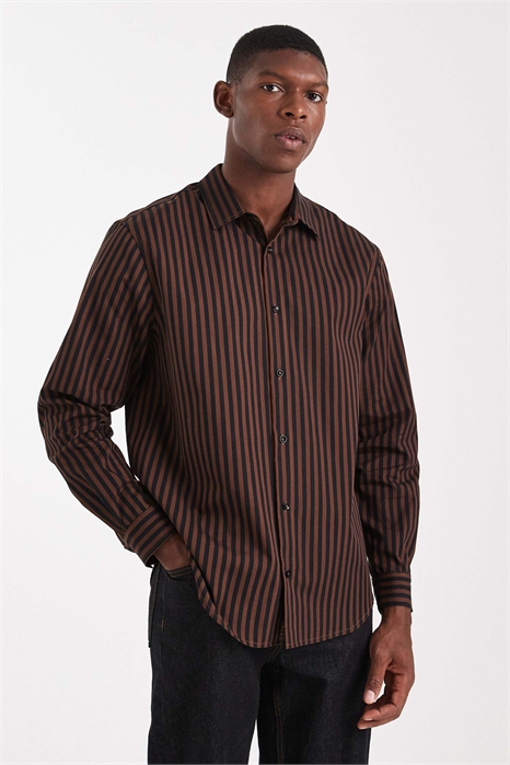 Рубашка в полоску прямого кроя артикул 150389507