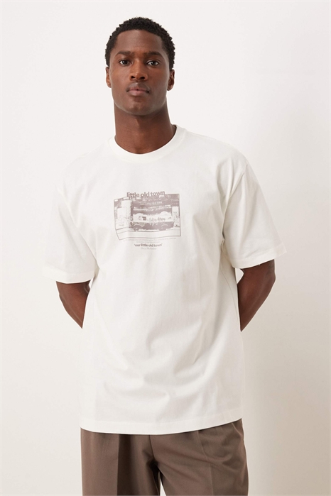 Футболка с принтом из плотной ткани плотностью 240 г/м² свободного кроя артикул 151782137