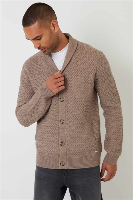 Вязаный кардиган с воротником-шалью артикул 151679367