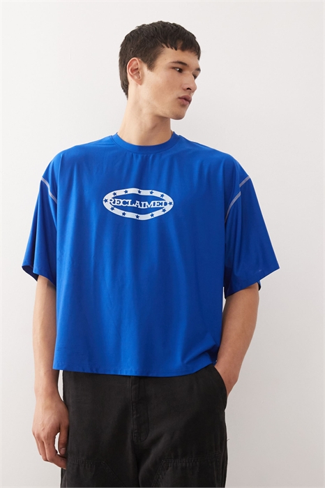 Футболка прямого кроя Airtex с фирменным рисунком в виде звезды кобальтово-синего цвета артикул 151024018