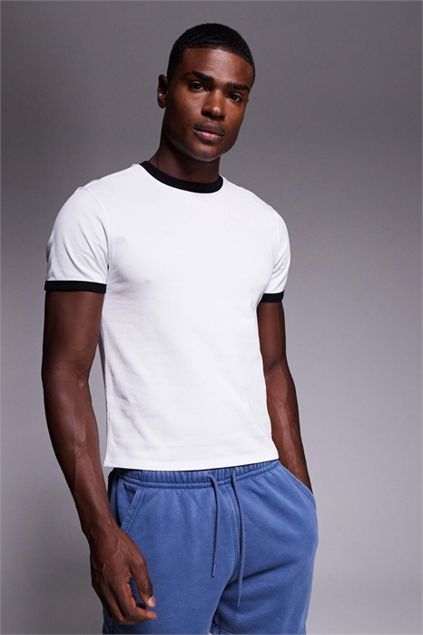 Детская футболка с кольцевым вырезом из хлопка с зауженным кроем и технологией быстрого высыхания артикул 153080993