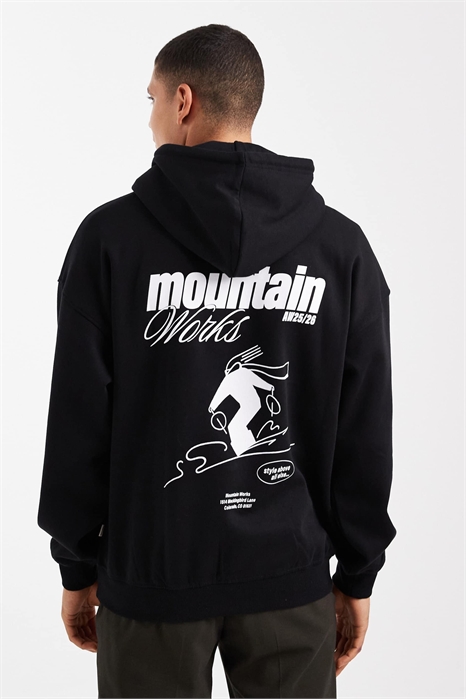 Худи свободного кроя с принтом в виде лыж на спине артикул 151871157