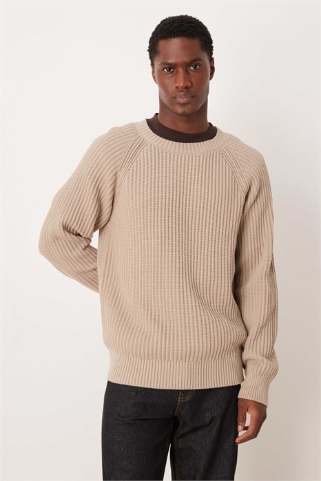 Свитер с ребристой вязкой и рукавами реглан артикул 151634334