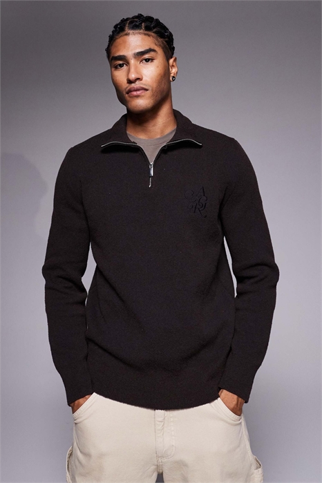 Свитер с текстурной поверхностью и полузастежкой-молнией артикул 152149652