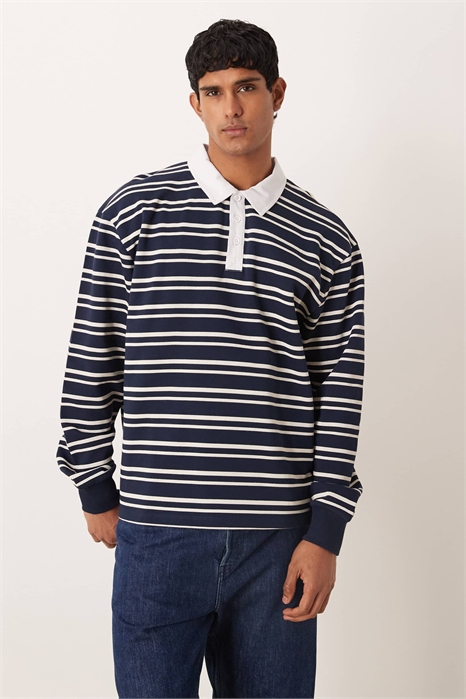 Свитшот-поло в стиле регби свободного кроя артикул 151053597