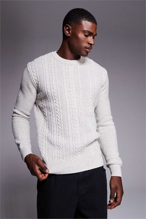 Свитер с косой вязкой артикул 153319731