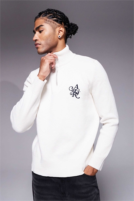 Свитер с текстурной поверхностью и полузастежкой-молнией артикул 152149654