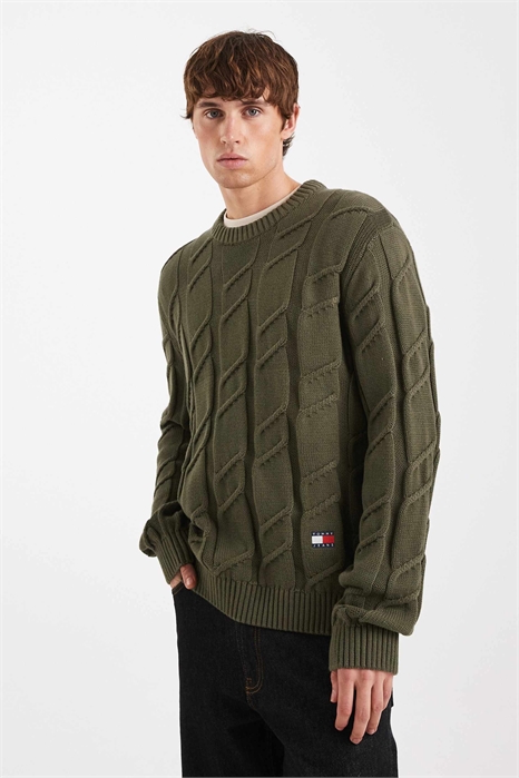 Свитер с крупной косой вязкой артикул 151338355