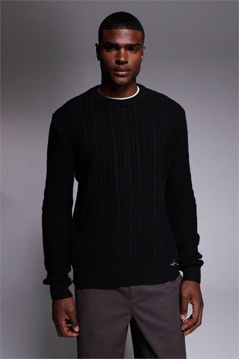 Свитер с косой вязкой артикул 153319732