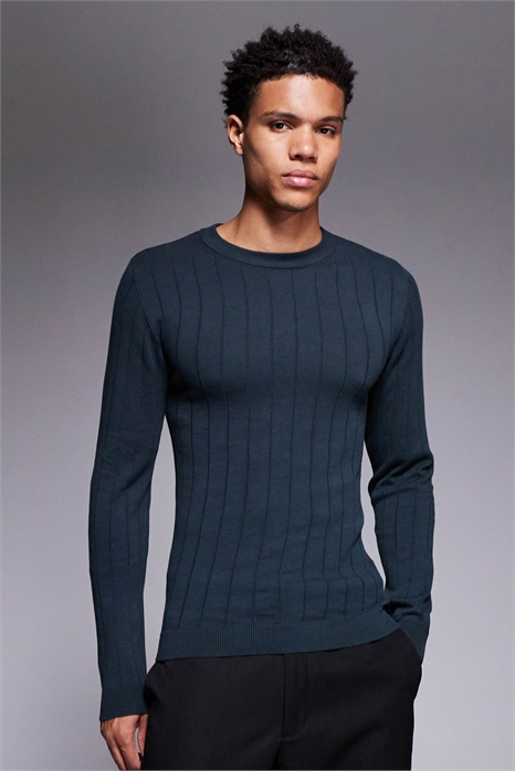 Футболка с длинным рукавом из трикотажа с ребристой фактурой артикул 148999669